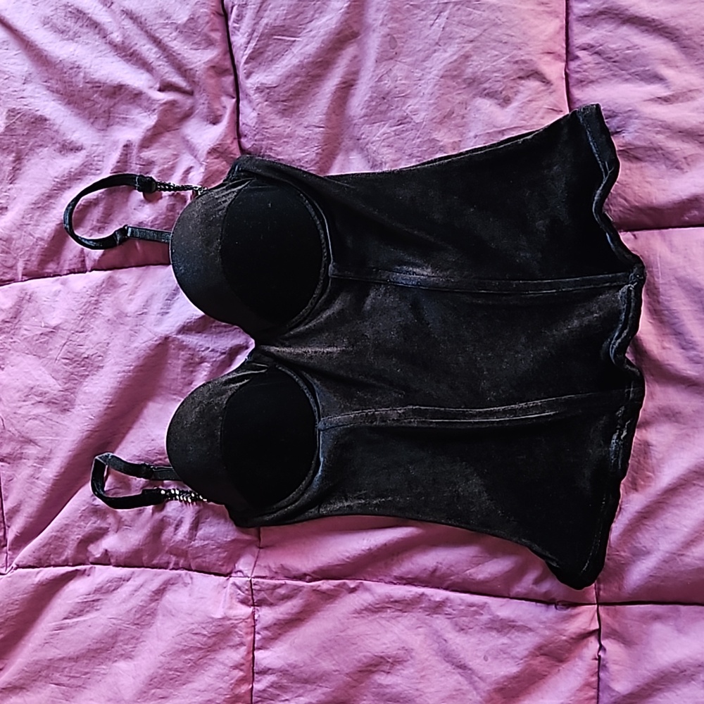 Black velvet Frederick's of Hollywood corset / bustier size 34